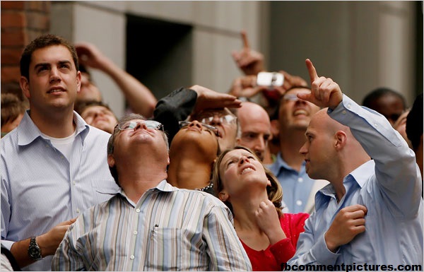 Group of People Pointing Up