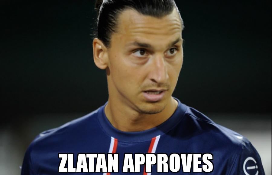Zlatan Ibrahimovic Game Photo with the caption  Zlatan Approves