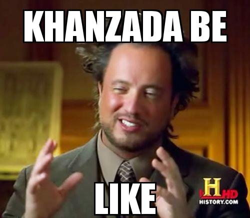 Alien Man with the caption khanzada be like